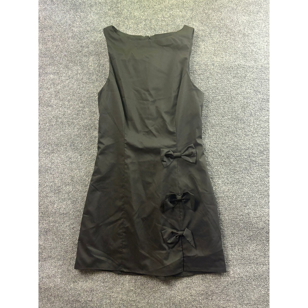 More To Come Mini Revolve Dress Womens Small Black Bow Accent Sleeveless Sheath